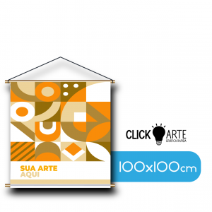 BANNER 100x100 Lona Front Light 440g Banner de lona 4x0 Brilho Madeira e cordinha Impressão frente