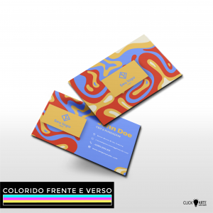 Cartão de visita Couchê 250g 9x5cm Colorido Frente e Verso Verniz Brilho Frente  
